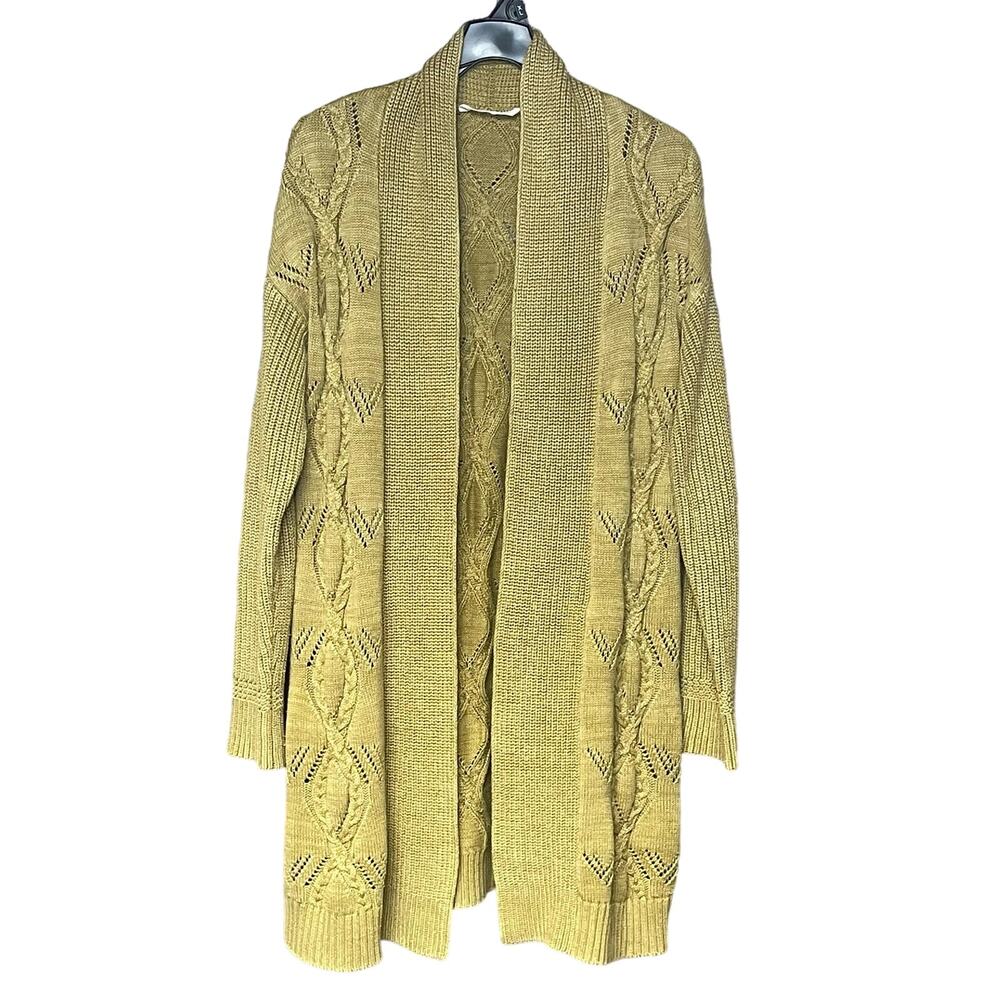 Soft Surroundings cardigan midi heavy sweater chunky pockets tan women’s medium